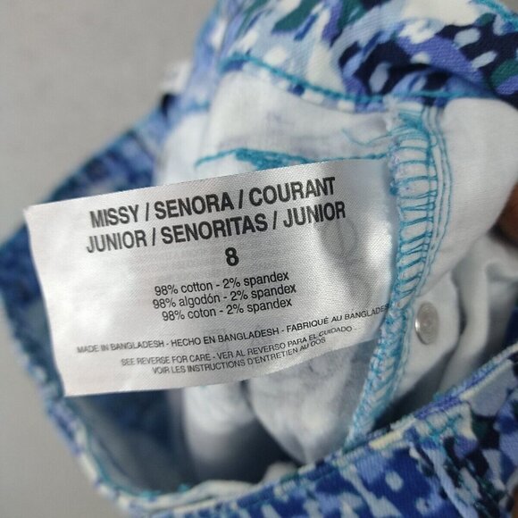 Nine West Chrystie Capri Jeans Womens 8 Blue Allover Print Crop Comfort Spring - Picture 13 of 13